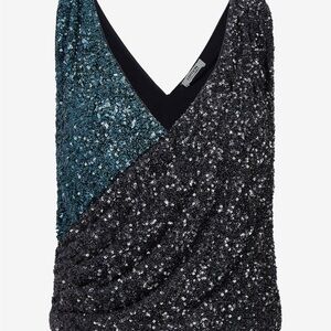 Express Black Sequin Asymmetrical Tank Top